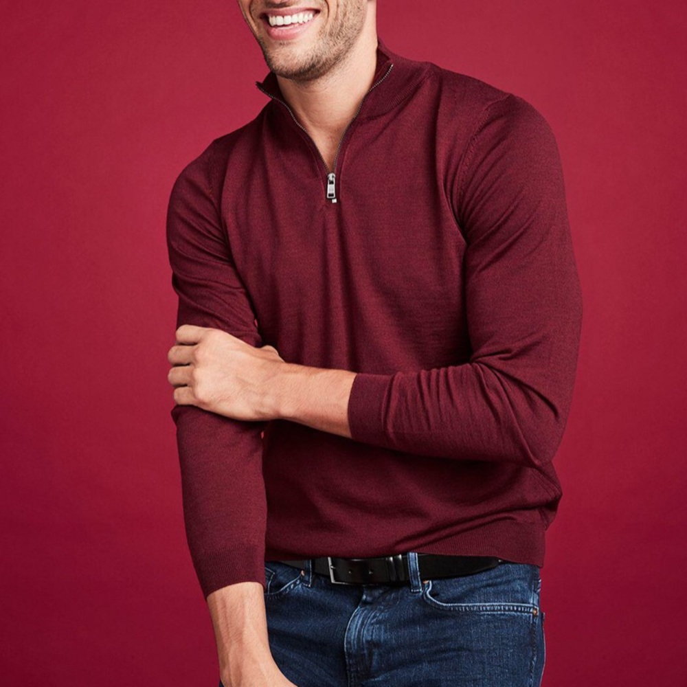 Hugo BOSS | Banello Quarter Zip in Burgundy